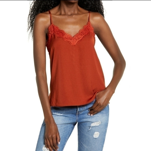 𝅺b.p Lace Trim Satin Camisole Red XS XXS NWT - Picture 1 of 7